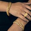 8mm/10mm/12mm/14mm 8" Stainless Steel Cuban Bracelet in Gold