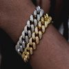 13mm Handset 18K Gold Finish Iced Cuban Bracelet