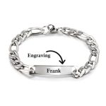 Men's Personalized Engraved Figaro Chain ID Bracelet