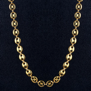 7mm 22" Stainless Steel Coffee Bean Chain in Gold