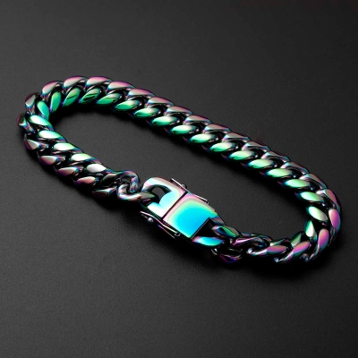 10mm 8" Rainbow Miami Cuban Bracelet