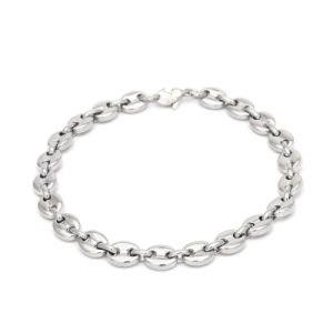 7mm 8" Coffee Bean Stainless Steel Bracelet