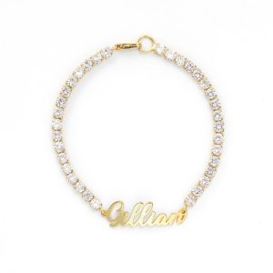 Personalized Tennis Name Bracelet in Gold
