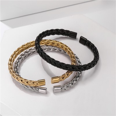 Braid Steel Wire Open Bracelet