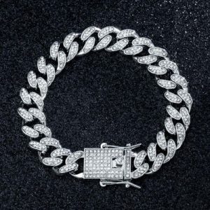 12mm Iced Miami Cuban Bracelet in White Gold