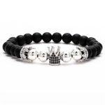 Black Frosted & Copper Beads Iced Crown Bracelet