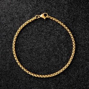 3mm Round Box Bracelet in Gold