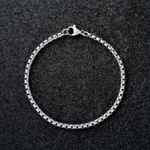 3mm Round Box Stainless Steel Bracelet