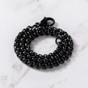 3mm Round Box Bracelet in Black Gold
