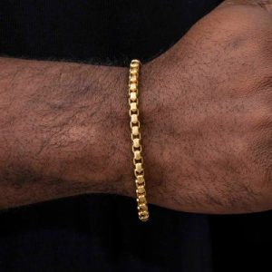 5mm Round Box Bracelet in Gold
