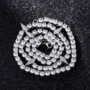 Iced Handset Fight Tooth and Claw Tennis Chain in White Gold