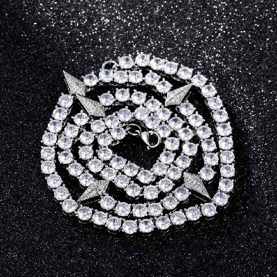 Iced Handset Fight Tooth and Claw Tennis Chain in White Gold