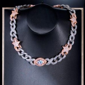 16mm Two-tone Star and Demon Eye Cuban Chain