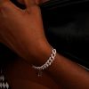 Women's Adjustable Iced Cuban Chain Bracelet in White Gold