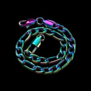 5mm Rainbow Stainless Steel Figaro Bracelet