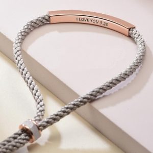 2Pcs Couple Engraving Braided Adjustable Bracelet