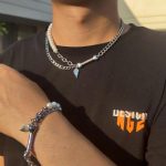 Pearl and Cuban Chain with Half Heart Bracelet