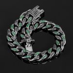 Iced 10mm Teardrop Emerald & Black Miami Cuban Bracelet