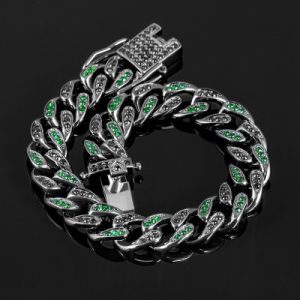 Iced 10mm Teardrop Emerald & Black Miami Cuban Bracelet