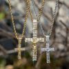 Helloice Iced Baguette Cut Crucifix Cross Pendant-Small/Medium/Big