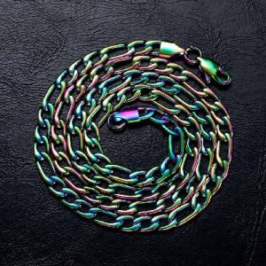 5mm Rainbow Stainless Steel Figaro Chain