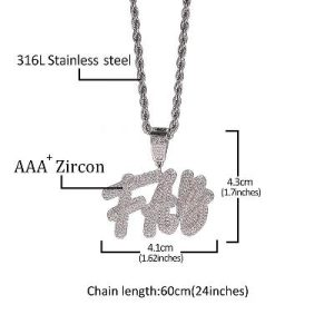 Custom Cursive Name Pendant in White Gold