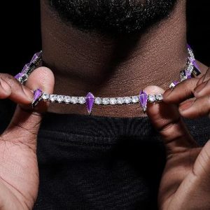 Enamel 5mm Purple Fight Tooth and Claw Tennis Chain