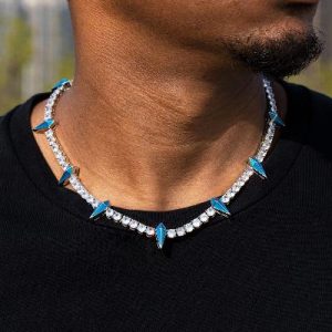 Green/Blue Enamel Fight Tooth and Claw Tennis Chain