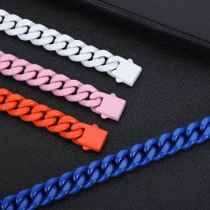 13mm Titanium Steel Lacquered Miami Cuban Link Chain