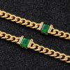8mm Green Gems Cuban Necklace