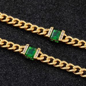 8mm Green Gems Cuban Necklace
