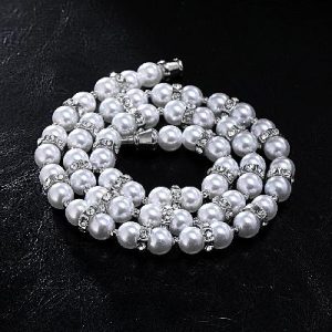 Iced Nut and Pearl Necklace