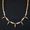 Eye of Ra Cron Pearl with Gold Steel Ball Necklace