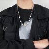 Black Hip Hop Daisy Paper Clip Pearl Necklace