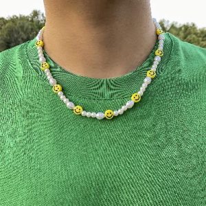 Soft Pottery Smile Face Irregular Pearl Necklace