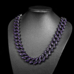 15mm Iced Purple Enamel Miami Cuban Chain