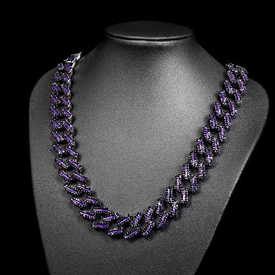 15mm Iced Purple Enamel Miami Cuban Chain