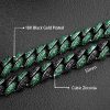 12mm Emerald Micro Paved Cuban Chain in Black Gold