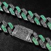 Iced 20mm Emerald & Black Miami Cuban Chain with Big Box Clasp