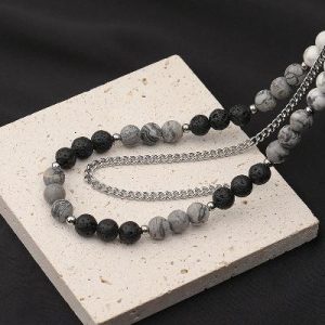 Layered Cuban Natural Stone Healing Beads Necklace