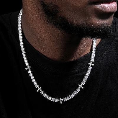 Iced Cross 5mm Tennis Chain in White Gold