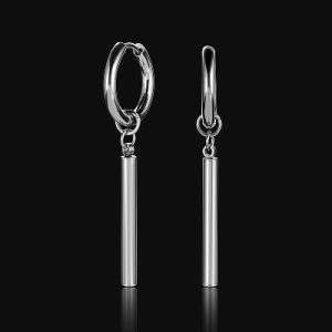 Round Stick Stainless Steel Hoop Earrings
