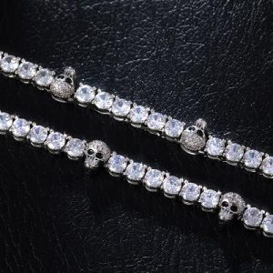 5mm Skull Tennis Chain in White Gold