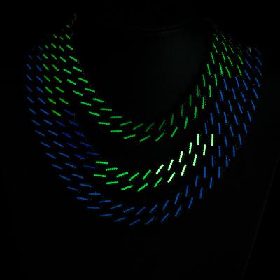 15mm Iced Glow in the Dark Green/Blue/Multi-Color Enamel Miami Cuban Chain
