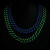 15mm Iced Glow in the Dark Green/Blue Enamel Miami Cuban Chain in Black Gold