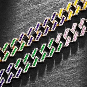 15mm Iced Glow in the Dark Multi-Color Enamel Miami Cuban Chain