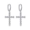 Iced Bamboo Cross Dangle Earrings