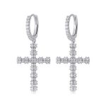Iced Bamboo Cross Dangle Earrings