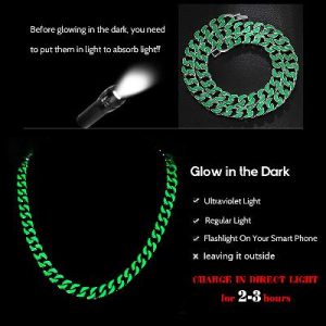 Glow in the Dark Green Enamel Cuban LIink Chain