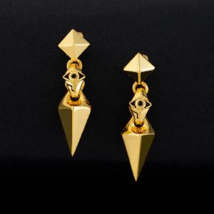 Pyramid Eye of Ra Earrings in Gold